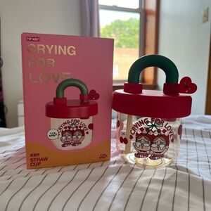 Pop Mart Crying for Love Straw Cup - Red and Green